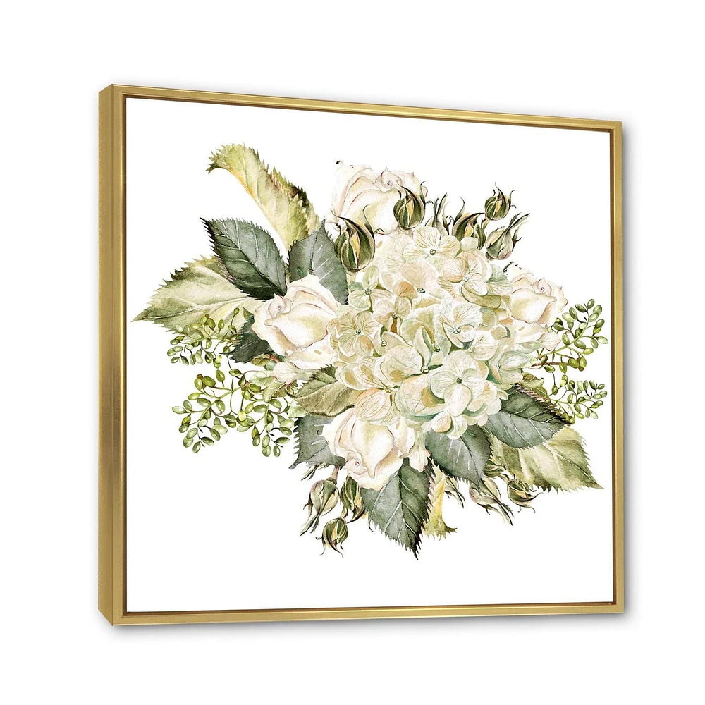 Designart Beau Bouquet Avec Hudrangea et Roses ART MURAL À CADRE FLOTTÉ