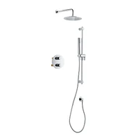 Valve thermostatique ronde 3 functions, Douchette à main, pomme de douche ou simultanément, fini chrome