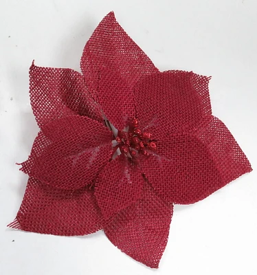RED BURLAP POINSETTIA