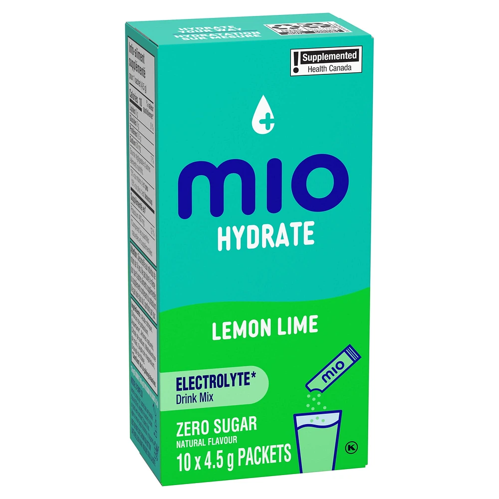 Hydrate Aromatisant D'Eau Liquide Citron Vert Avec Électrolytes 4, 5 G Paquets, 10 Ct Boîte Mio hydrater citron vert 3.8G X 10