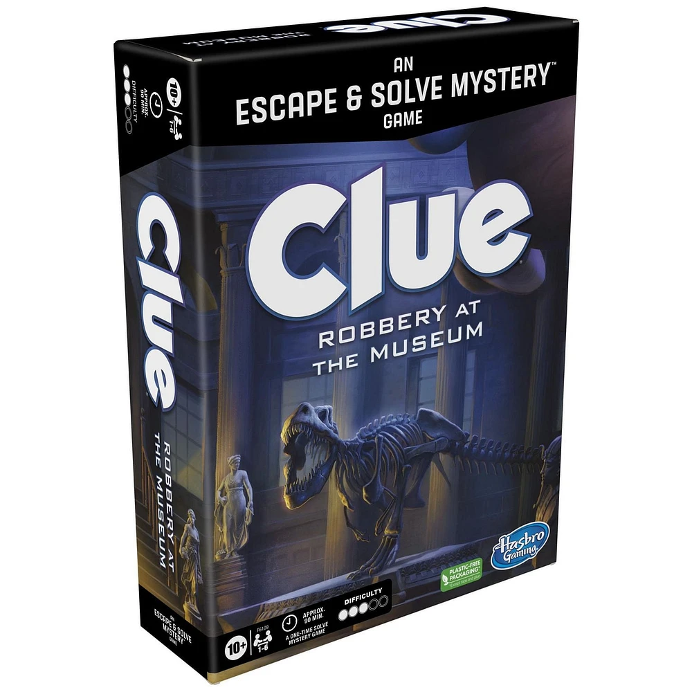 Clue Vol au musée, jeu d'enquête façon Escape Game, jeu de plateau coopératif familial, à partir de 10 ans, 1 à 6 joueurs