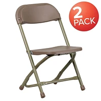 Lot de 2 pièces - Chaise pliante en plastique brun pour enfants