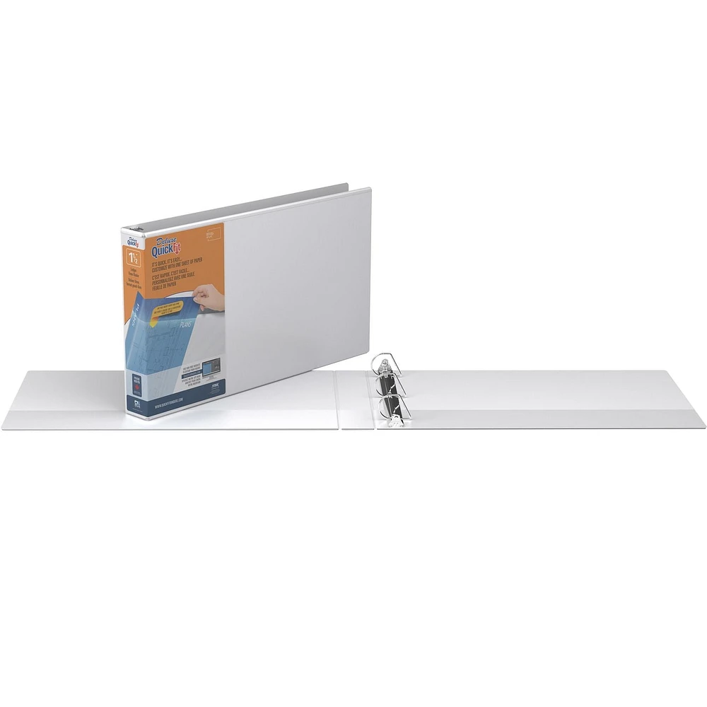 Reliure QuickFit View robuste, 11 po x 17 po, anneaux inclinés en D verrouillables 1.5 po, paquet de 2