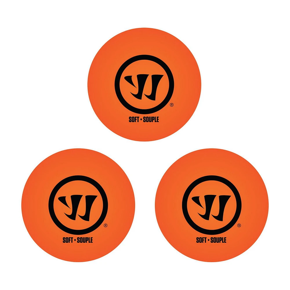 Warrior Balle de Hockey de Rue - 3 pk - Souple - Orange Rebond faible