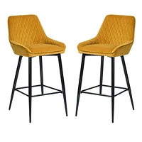 Homylin Ensemble de deux tabourets de bar modernes de hauteur de comptoir, 29", avec sièges rembourrés et dossiers, pieds en métal noir et repose-pieds, parfaits pour le bar à domicile et l'îlot de cu