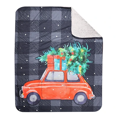 Couverture de noel, voiture 50po x 60po
