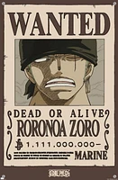 One Piece - Roronoa Zoro Wanted Poster Wall Poster with Push Pins, 14.725" x 22.375"