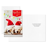 Image Arts Puppies and Holiday Wishes French-Language Boxed Christmas Cards, Pack of 16