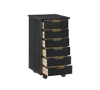 Craydon Six-Drawer Rolling Storage Cart, Black