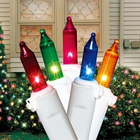 Mini guirlandes de Noël lumineuses dotées de 100 ampoules à incandescence, multicolores, avec fil blanc, de 19,2 pieds, Holiday Time