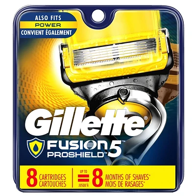 Gillette Fusion5 ProGlide Shield Razor Refills for Men, 8 Razor Blade Refills for FlexBall Razor Handle, 2x Lubrication, Precision Trimmer for Men