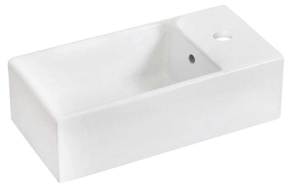 American Imaginations -in. W Above Counter White Bathroom Vessel Sink Set For 1 Hole Right Faucet AI