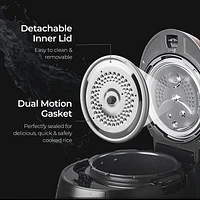 Cuiseur à riz double pression 6 tasses avec plateau à vapeur CUCKOO, 14 modes : Riz blanc, Riz GABA, Vapeur, Porridge, Riz roussi et plus, CRP-RT0609FB, Noir