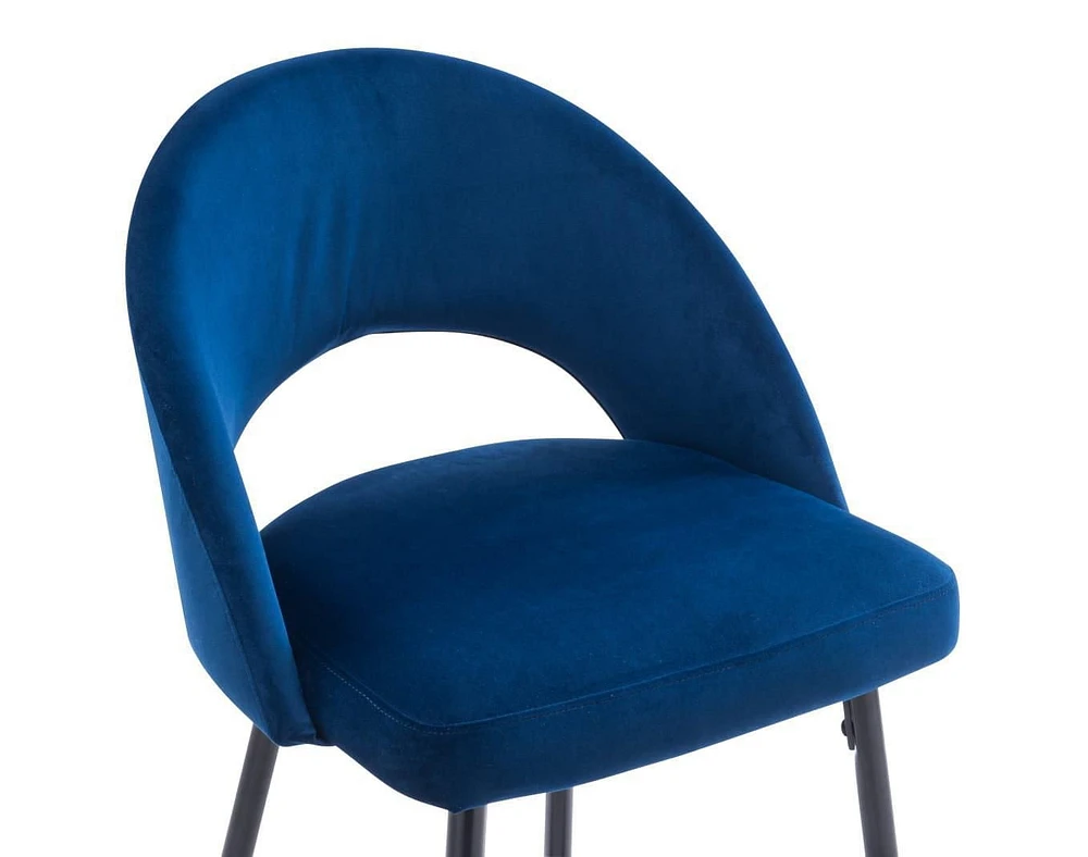 Tabouret en velours avec pieds en métal noir
