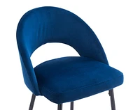 Tabouret en velours avec pieds en métal noir