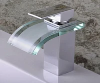DROP Bath and Kitchen DR091472 Robinetterie pour lavabo de salle de bain de forme carrée en couleur chrome de la série Transparent - comprend une bonde avec trop-plein.
