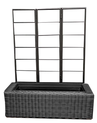 Jardinière avec treillis Grapevine en osier synthétique, noir mat