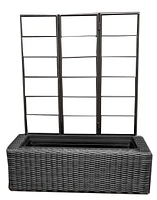 Jardinière avec treillis Grapevine en osier synthétique, noir mat
