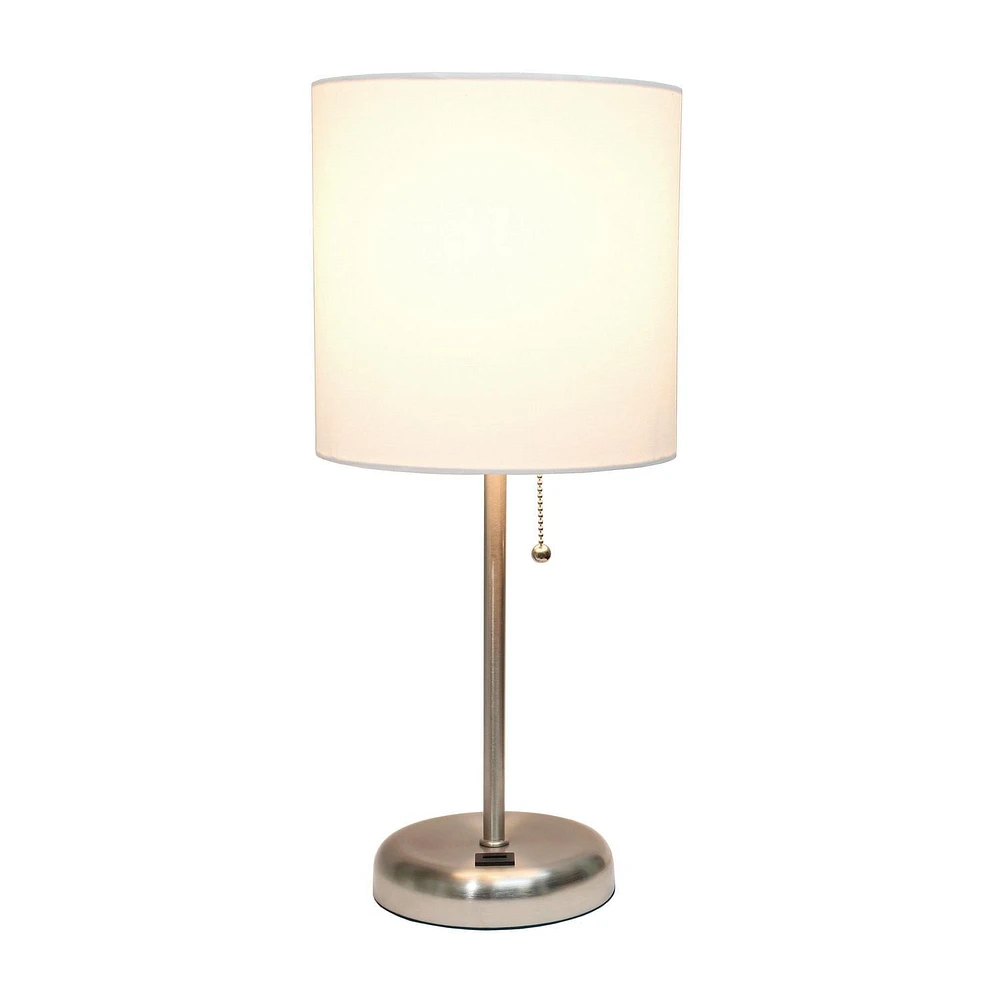 Lampe bâton LimeLights avec port de chargement USB et abat-jour en tissu, blanc