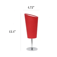 Simple Designs Mini Chrome Table Lamp with Angled Fabric Shade