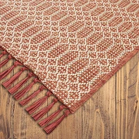 Better Homes & Gardens Woven Geo 5’x7’ Outdoor Rug - Polypropylene/Polyester - Terra Cotta, 5' x 7', fade resistant