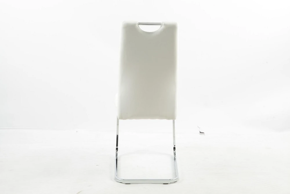 Chaises de salle à manger Aerys Marie avec base chromée en PU blanc (ensemble de 4)
