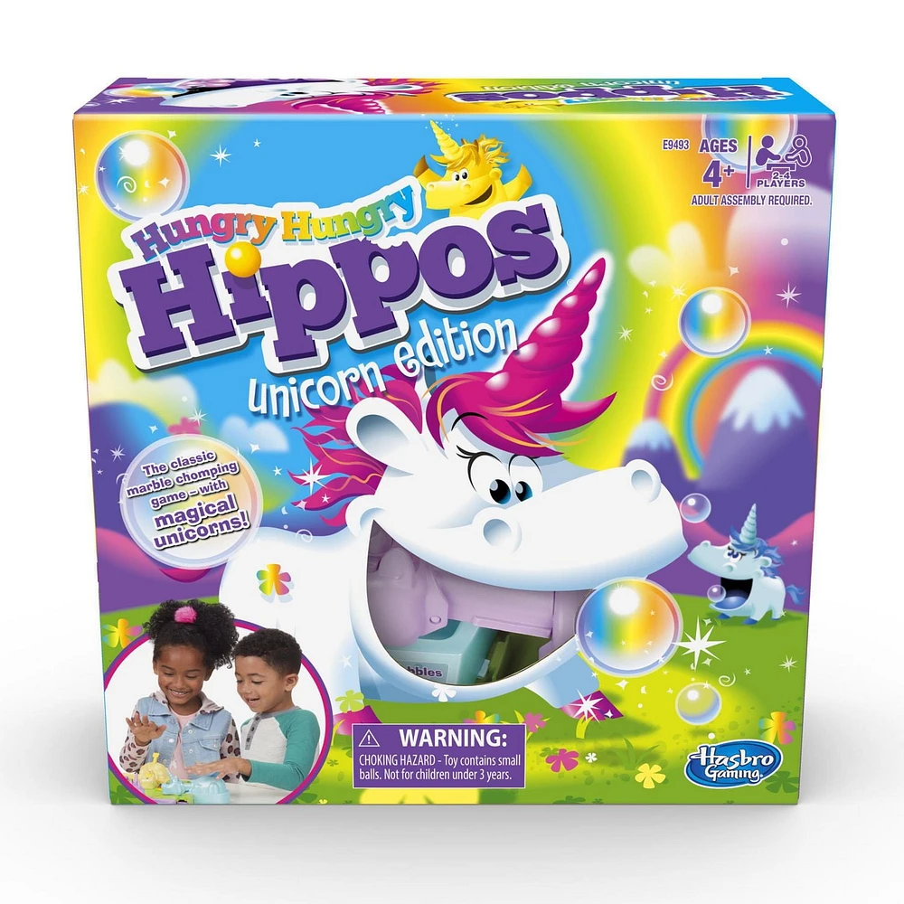 Hungry Hungry Hippos Unicorn Edition Board Game; Pre-School Game for Kids