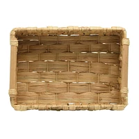 Panier de rangement tissé jacinthe d'eau et feuilles naturelles fini naturel
