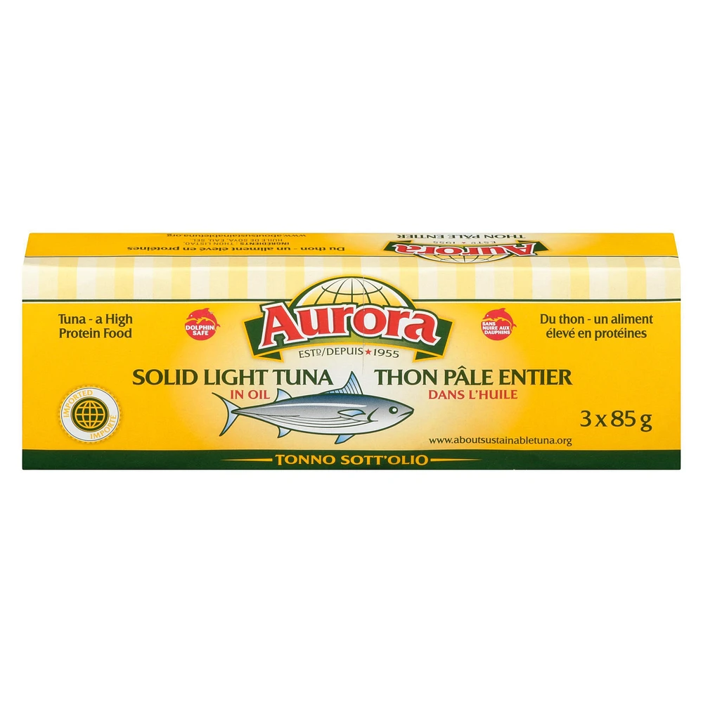 AURORA Solid Light Tuna in Oil, 3 x 85 g