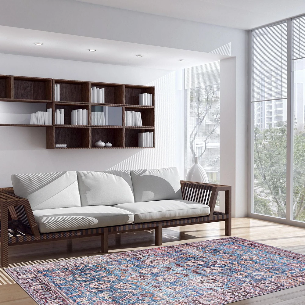 ECARPET Oriental Indoor Area Rug Flatweave Carpet for Living Room, Bedroom, Eco Friendly, Machine Washable