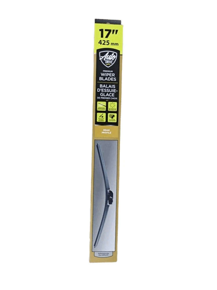 Autodrive 17" Premium Beam Wiper Blade, 2.52" W x 1.18" D x 23.46" H
