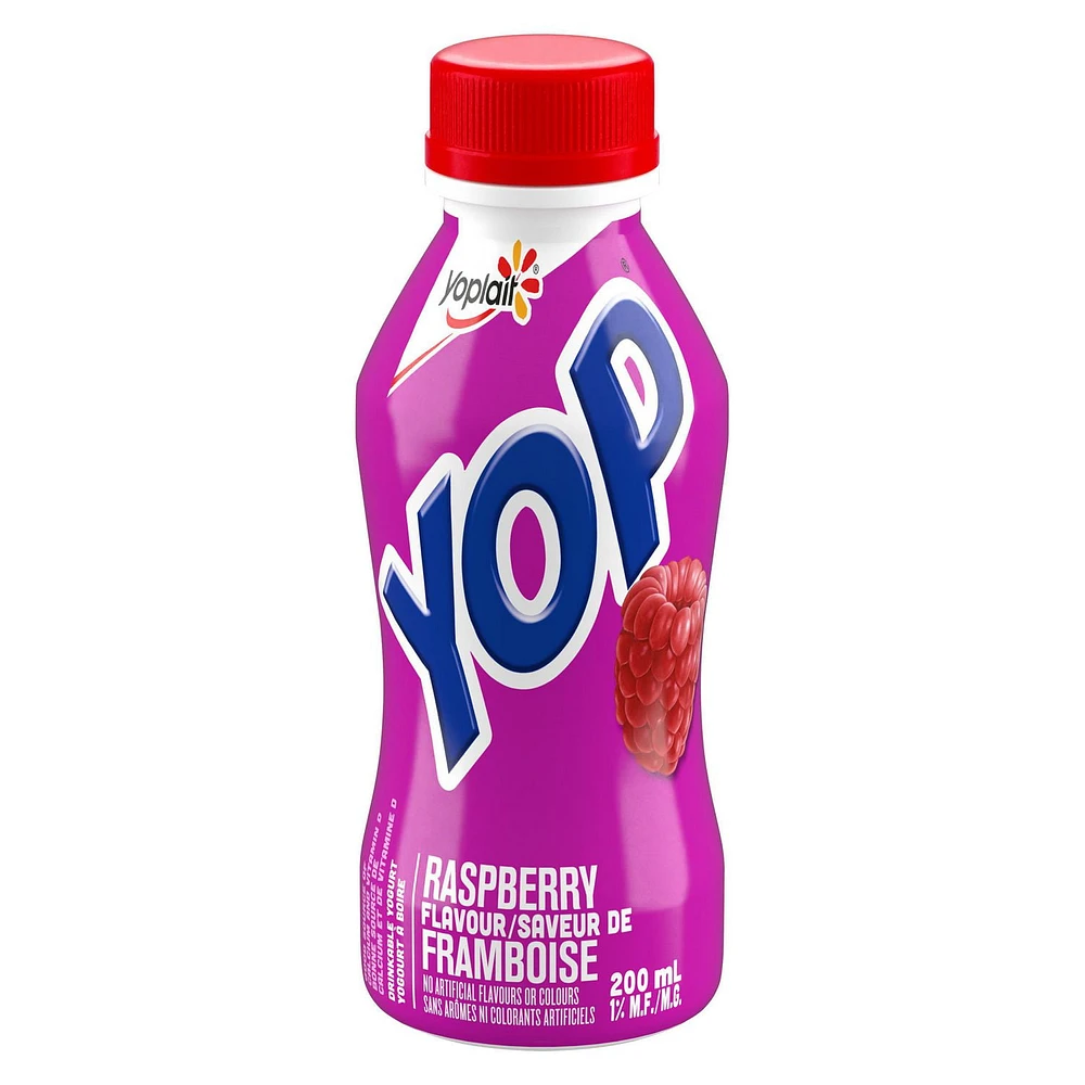 Yoplait Yop 1% Drinkable Yogurt, Raspberry, Yogurt Drink, 200 mL, 200 mL