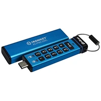 Kingston Ironkey Keypad 200 Clé USB cryptée USB-C 64 Go | Indépendant du système d'exploitation | FIPS 140-3 niveau 3 | XTS-AES 256 bits | Protection BadUSB et Brute Force | Option multi-broches | IKK