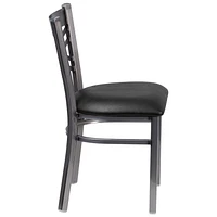 HERCULES Series Clear Coated ''X'' Back Metal Restaurant Chair - Black Vinyl Seat