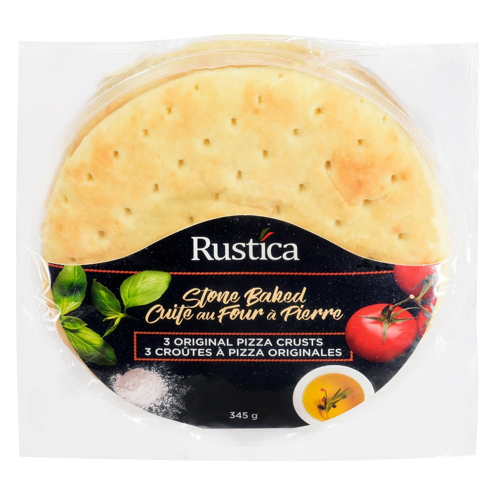 Rustica Stone Baked 3 Original Pizza Crusts, 3 pack, 345 g