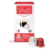 Caffè VIVO Espresso Italiano Forte (10-pack Nepresso Compatible Capsules), Intensity:12