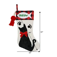Holiday Time 20 inches cat stocking - cream
