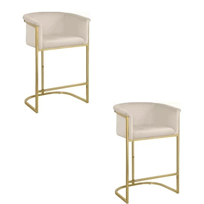 Tabouret Kanye Velvet en velours et acier dans une finition or brossé LOT DE 2