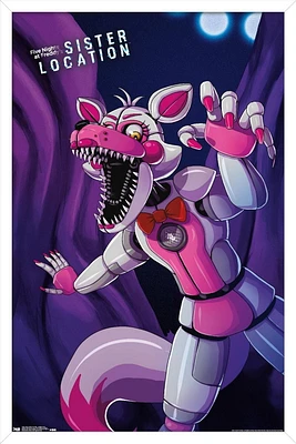 Five Nights at Freddy's: Sister Location - Funtime Foxy Wall Poster, 14.725" x 22.375" Framed