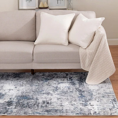 Banburry Ocean Blue and Grey Woven Area Rug