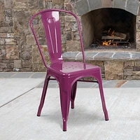 Chaise empilable en métal violet pour intérieur-extérieur