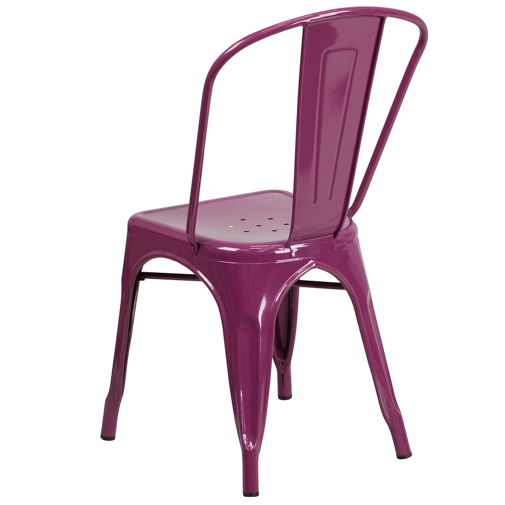 Chaise empilable en métal violet pour intérieur-extérieur