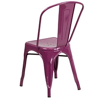Chaise empilable en métal violet pour intérieur-extérieur