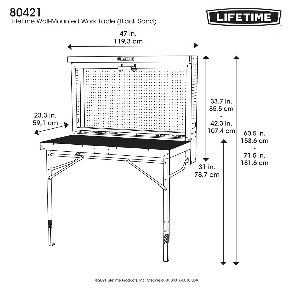 Table de travail murale de Lifetime