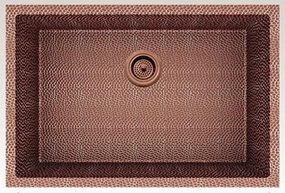 American Imaginations AI-29186 27 pouces Évier de cuisine en cuivre rose approuvé par W CSA avec finition en cuivre et calibre 16