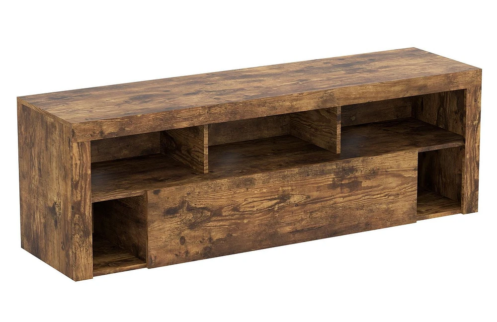 Safdie & Co. Tv Stand 59L Brown Reclaimed Wood 1 Big Drawer 5 Shelves