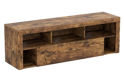 Safdie & Co. Meuble Tv 59L Bois Brun Récupéré 1 Tirroir 5 Étagères