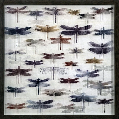 Art en verre orné encadré hometrends à motif de libellules