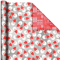 Papier d'emballage réversible – Hallmark (Pères Noël, joyeux messages, bonbons, pois, bonshommes de neige, rayures)