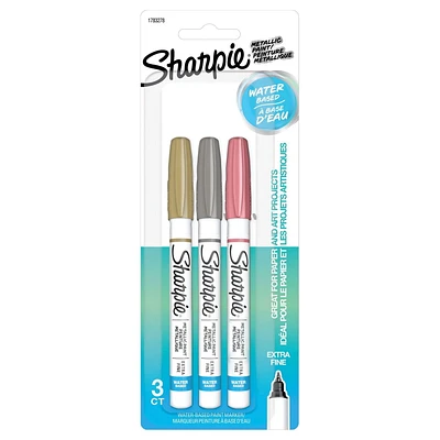 Sharpie Water-Based Paint Markers, Extra-Fine Point, Metallic Colours